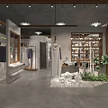 XMILA Clothing Store with Mannequins Display Plants Lighting And Shiny Floor
