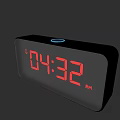 Digital Alarm Clock With Red PM Time Display And Black Modern Design 3d model