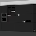 Modern Dark Gray Wine Cabinet with Glass Doors Wine Glass Holders and Storage Drawers