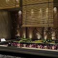 Bamboo Blinds In Spa Bathroom With Decorative Wall And Green Plants Interior