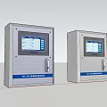 Two White Storage Cabinet Racks With Gas Alarm Control System And Digital Screens