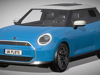 Stylish Blue Compact Car With White Roof Modern Design And Black Wheels 3d model