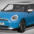 Stylish Blue Compact Car With White Roof Modern Design And Black Wheels