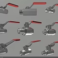 Various Pipeline Ball Valves Featuring Stainless Steel Construction And Red Operating Handles