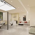 Modern Hair and Beauty Salon Interior With Styling Chairs Mirrors Waiting Sofa And Storage Cabinets