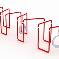 Outdoor Children Playground Equipment with Red Metal Frames and Gray Hanging Rings
