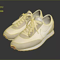 Beige And White Sneakers With White Laces And Orange Sole Casual Style