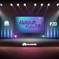 Grand Event Venue With Red Carpet Stage Seats Lighting And Display Boards