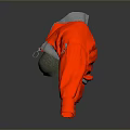 Modern Red and Gray Jacket with Long Sleeves Front Zipper and Practical Design
