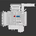 Industrial Equipment Machinery With Metal Frame Pipes Staircase And Mechanical Components
