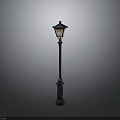 Vintage Street Lamp Design With Decorative Dark Pole And Glass Lampshade