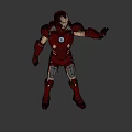 Iron Man Superhero in Red Armor with Glowing Eyes Arc Reactor and Outstretched Hand