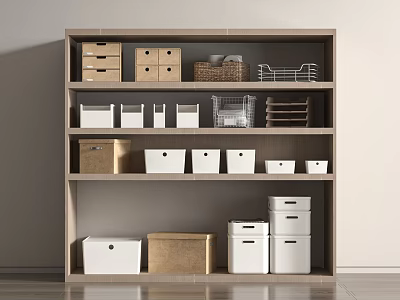 Functional Storage Shelf With Various Organizers And Boxes 3d model