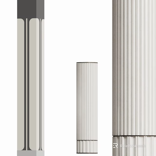 Stylish Fluted Columns In Various Sizes For Modern Interior Architectural Design 3d model 