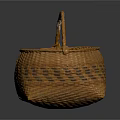 Brown Handwoven Basket With Handle And Woven Texture For Home Storage