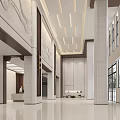 modern office hall front hall reception area elevator hall 3d model