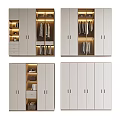 Modern White Wardrobe Interior With Built in Lighting Drawers And Hanging Storage