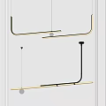 Modern Linear Pendant Lights With Gold Metal Frame For Dining Room Ceiling Lighting 3d model