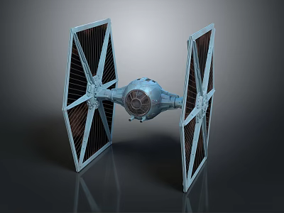 Detailed TIE Fighter Model With Hexagonal Wings And Metallic Cockpit Design 3d model
