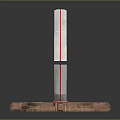 Geometric Decorative Ornament With Red And Silver Frame On Wooden Base
