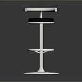 Modern Bar Stool With Black Seat Silver Metal Frame And Footrest