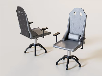 Gray Office Chairs With Ergonomic Backrest Armrests Wheeled Base And Modern Design 3d model