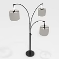 Modern Floor Lamp With Three Silver Shades And Black Metal Stand Design