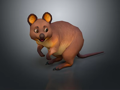 Cute 3D Cartoon Kangaroo Character With Brown Fur And Big Ears 3d model