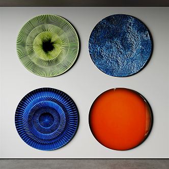 Modern round frame painting round decorative painting 3d model