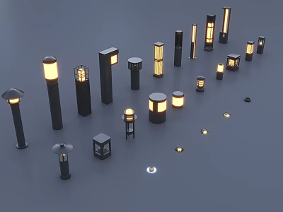 Modern Landscape Lights Garden Lights New Chinese Landscape Lights Lawn Lights Floor Lights Outdoor Garden Lights Hollow Lights 3d model