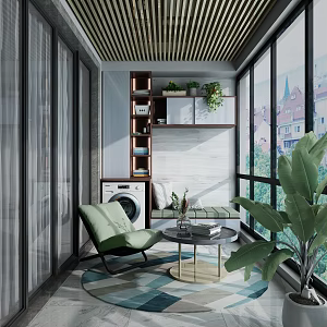 modern balcony leisure balcony 3d model