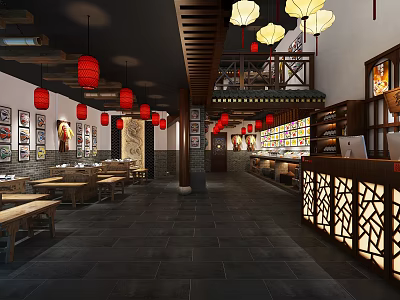 Chinese Hot Pot Shop with String Fragrance Hot Pot 3d model