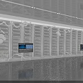 Data Center Server Racks With Digital Screens And Network Equipment Setup 3d model