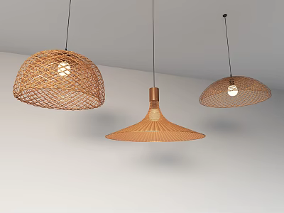 Chandelier Bamboo Chandelier Commercial Store Southeast Asian Restaurant Hotel Homestay Hand-woven Bamboo Lamp 3d model