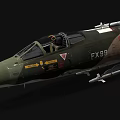 Camouflage Military Fighter Jet With Mounted Missiles And Cockpit Design