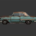 Vintage Rusty Teal Classic Car With Weathered Exterior And Brown Rust Spots