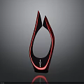 Red Modern Trophy With Shiny Glass Surface And Unique Curved Shape