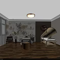Beauty Hair Salon Relaxing Space With Wooden Floor Chinese Mural Massage Bed And Comfortable Seats