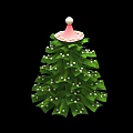 Christmas Tree Shaped Decorative Ornament Set With Green Leaves White Beads And Pink Top Decoration