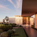 Modern Entrance Gate Design With Covered Canopy Street Lights And White Building