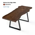 Modern Live Edge Wooden Dining Table With Unique Shape And Black Metal Legs Design