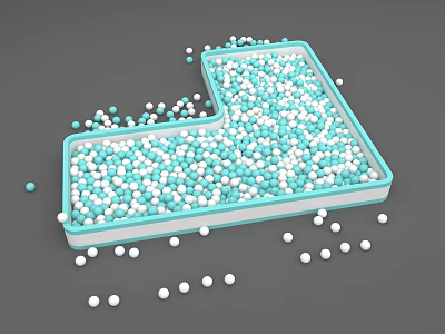 Practical Commercial Equipment L Shaped Tray Filled With Blue And White Balls For Sorting 3d model