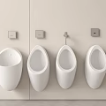 Modern Urinal Design With Four Wall Mounted White Ceramic Units On Bathroom Wall
