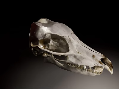 Unique Detailed Animal Skull Sculpture Artisan Handcarved Creative Decorative Piece 3d model