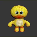 Yellow Toy Duck Cartoon Character With Big Blue Eyes White Belly And Orange Beak