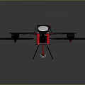 Black Quadcopter Drone With Four Propellers Red Components And Technical Design 3d model
