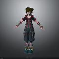 Brown Haired Young Character In Black Red Jacket With Blue Shorts And Fantasy Creature Companion 3d model