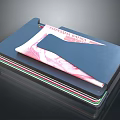 Practical Dark Blue Multi Layer Wallet With Colorful Edges And Banknote Inside