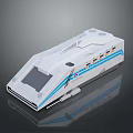 Modern White High Speed Train Model With Blue Stripes And Streamlined Design 3d model