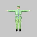 Game and Movie Character in Green Military Uniform with Arms Outstretched in Standing Pose